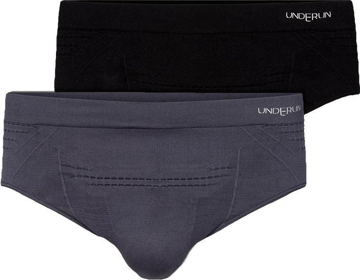 Underun Heren Slip Duo Pack Zwart/Grijs - Hardloopondergoed - Sportondergoed - L