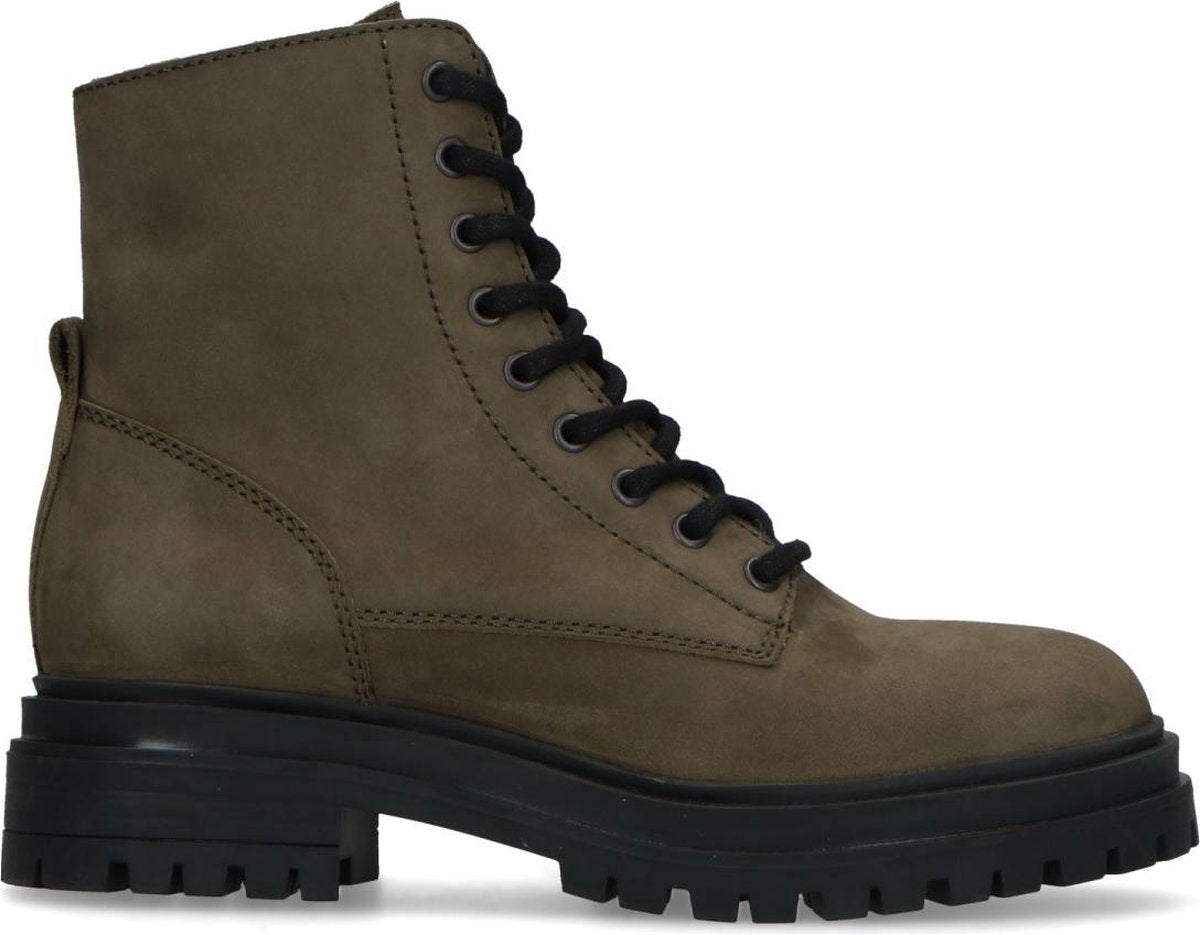 Sacha - Dames - Groene nubuck veterlaarsjes - Maat 38