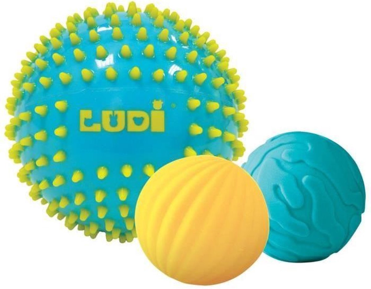 Ludi 3 Sensoriële Ballen - Baby Fitness - Grijpspeelgoed