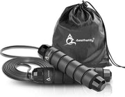 Aesthetify Sport Springtouw - Beginners & Professioneel - Touwtje Springen - voor Binnen en Buiten - Thuis Fitness - Zwart