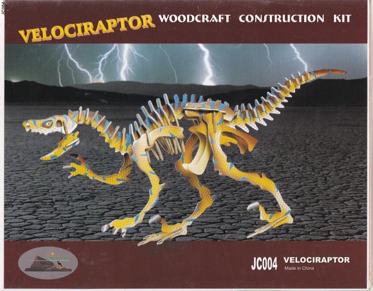 3D puzzel bouwpakket Dino Velociraptor + Stegosaurus in kleur