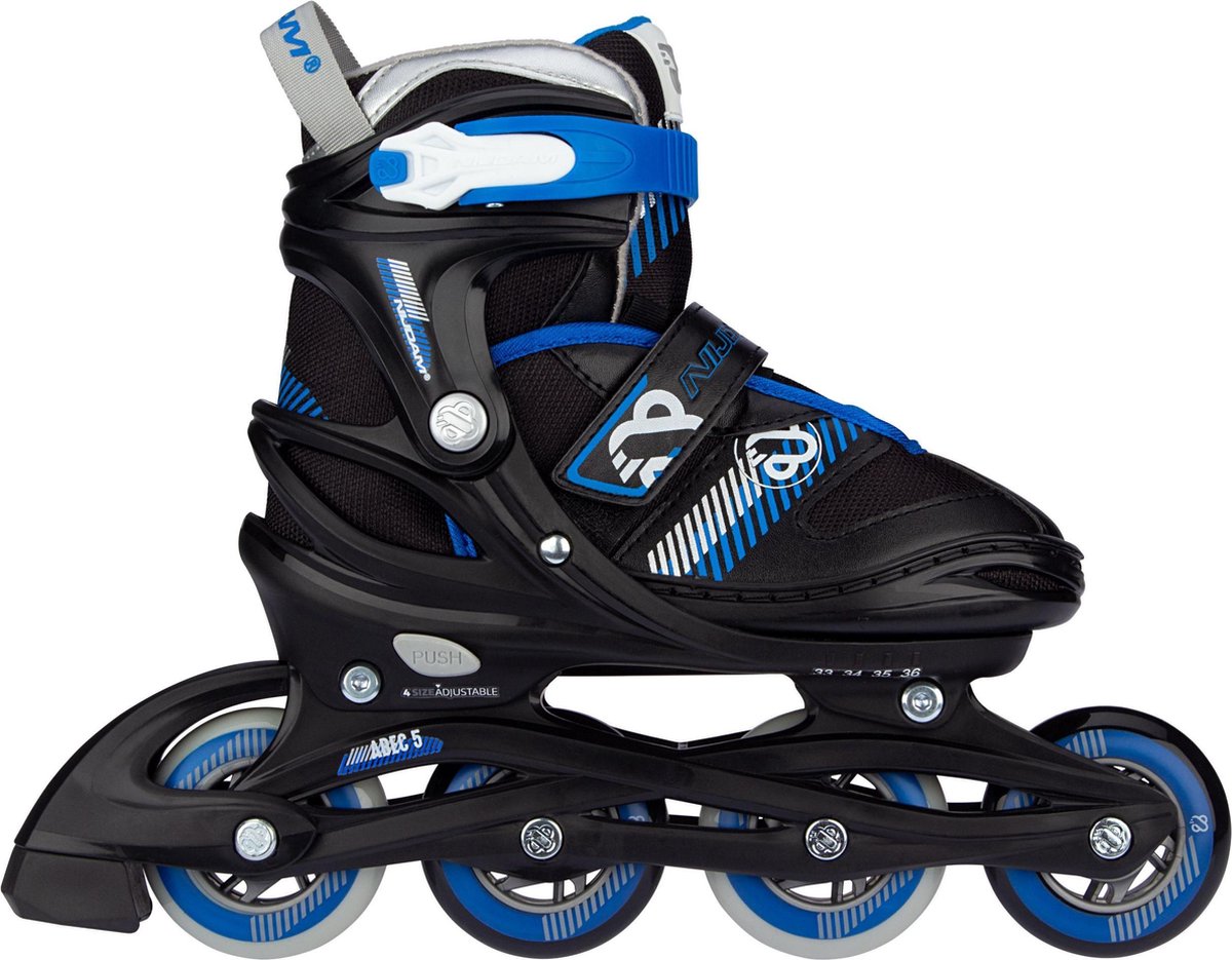Nijdam Inline Skate Verstelbaar - Go Crossing - Zwart/Blauw/Zilvergrijs/Wit - 29-32