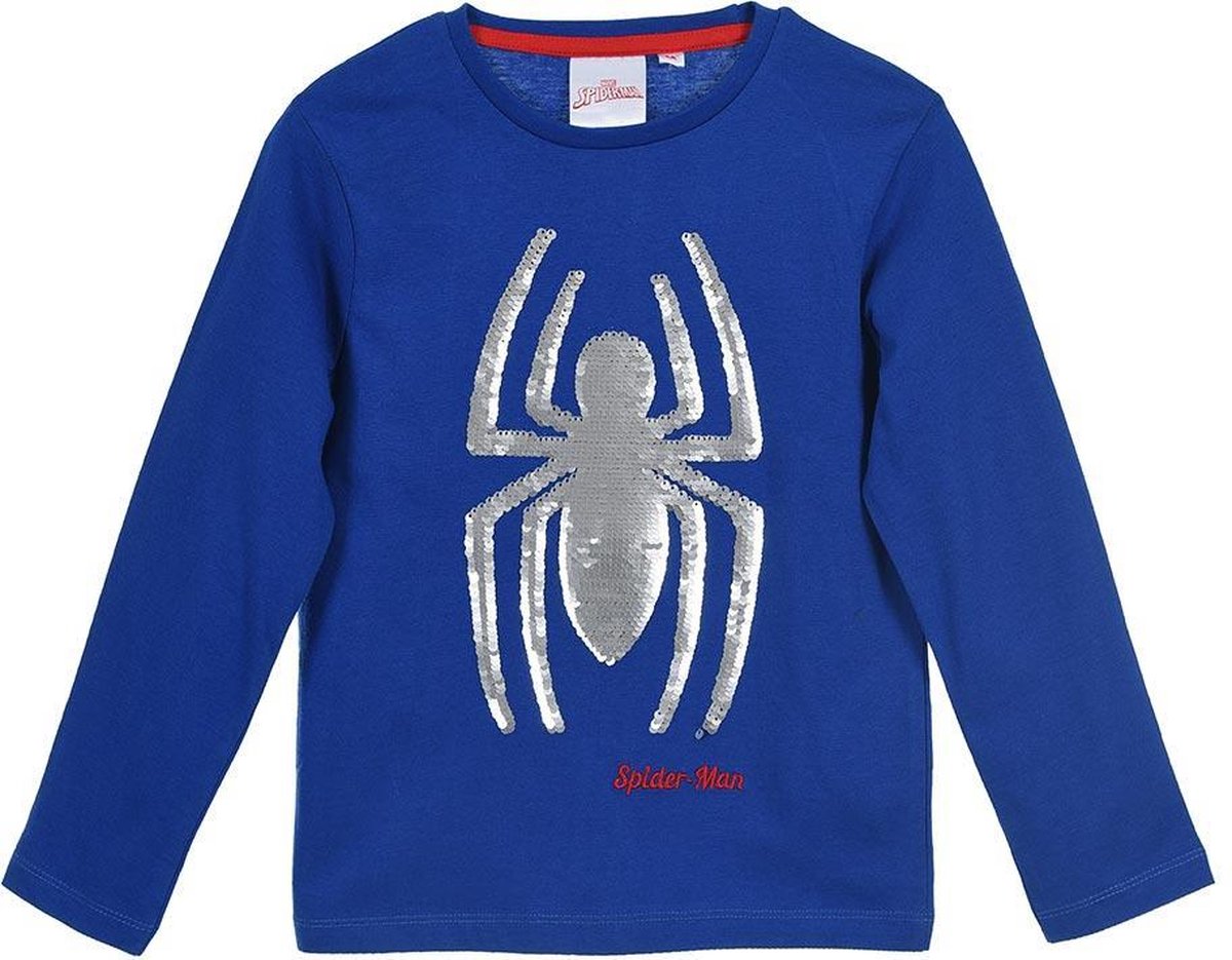Spiderman - longsleeve / shirt - jongens - reversible pailletten - blauw - maat 98