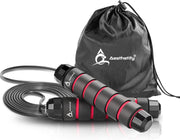 Aesthetify Sport Springtouw - Beginners & Professioneel - Touwtje Springen - voor Binnen en Buiten - Thuis Fitness -  Rood