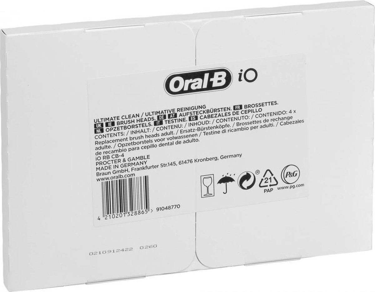 Braun oral-b io opzetborstels ultimative reiniging 4 st bk ffu