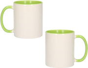 2x Wit met groene blanco mokken - onbedrukte koffiemok