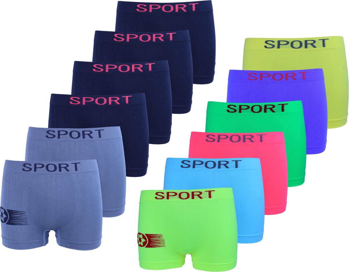 Microfiber Boxershort jongens SJ06N - Jongens ondergoed - VOORDELIGE 12 PACK 10-12 jaar 146/158