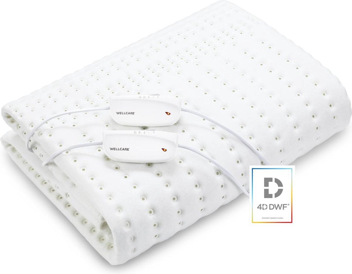 Wellcare 120242 Elektrische deken | 2P | Eco Fleece | 120 min timer | Extra voetwarmte | 160 x 150 cm | 4D DWF|