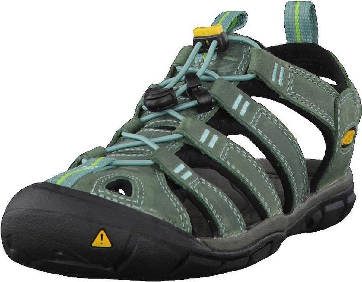 KEEN Dames Clearwater Leather CNX Mineral Blue/Yellow Sandaal - Maat 37.5