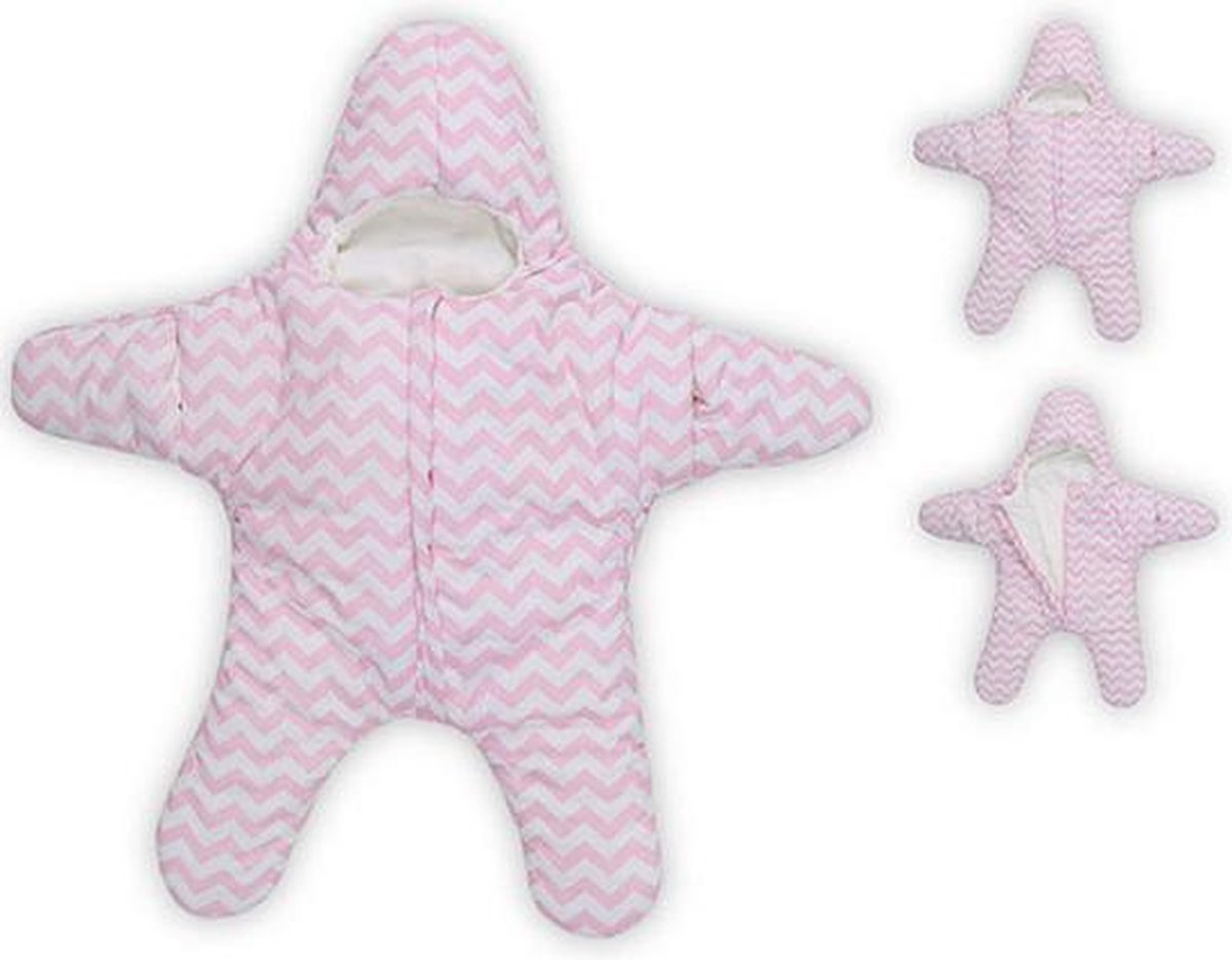 Baby slaapzak - Ster - Roze/wit - 3-7 mnd