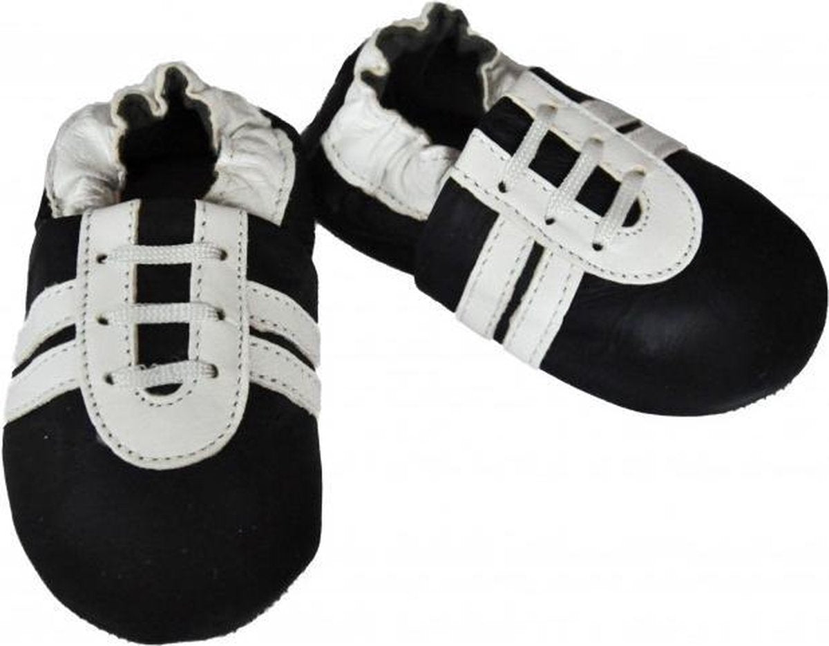 Petitoo leren babyslofjes trainer navy/wit - small