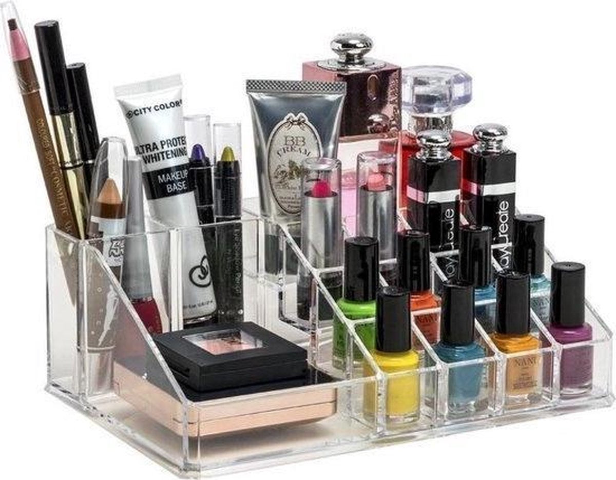 Sargon Make-up Organizer - Cosmetica Opbergdoos - Bureau Sieraden Bakje - Lippenstift - Nagellak - Brushes Visagie - Make-up Kastje - Transparant