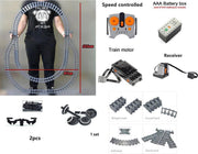 DW4Trading® Afstandbestuurbare treinonderstel met rails 121x97cm technics Lego compatibel