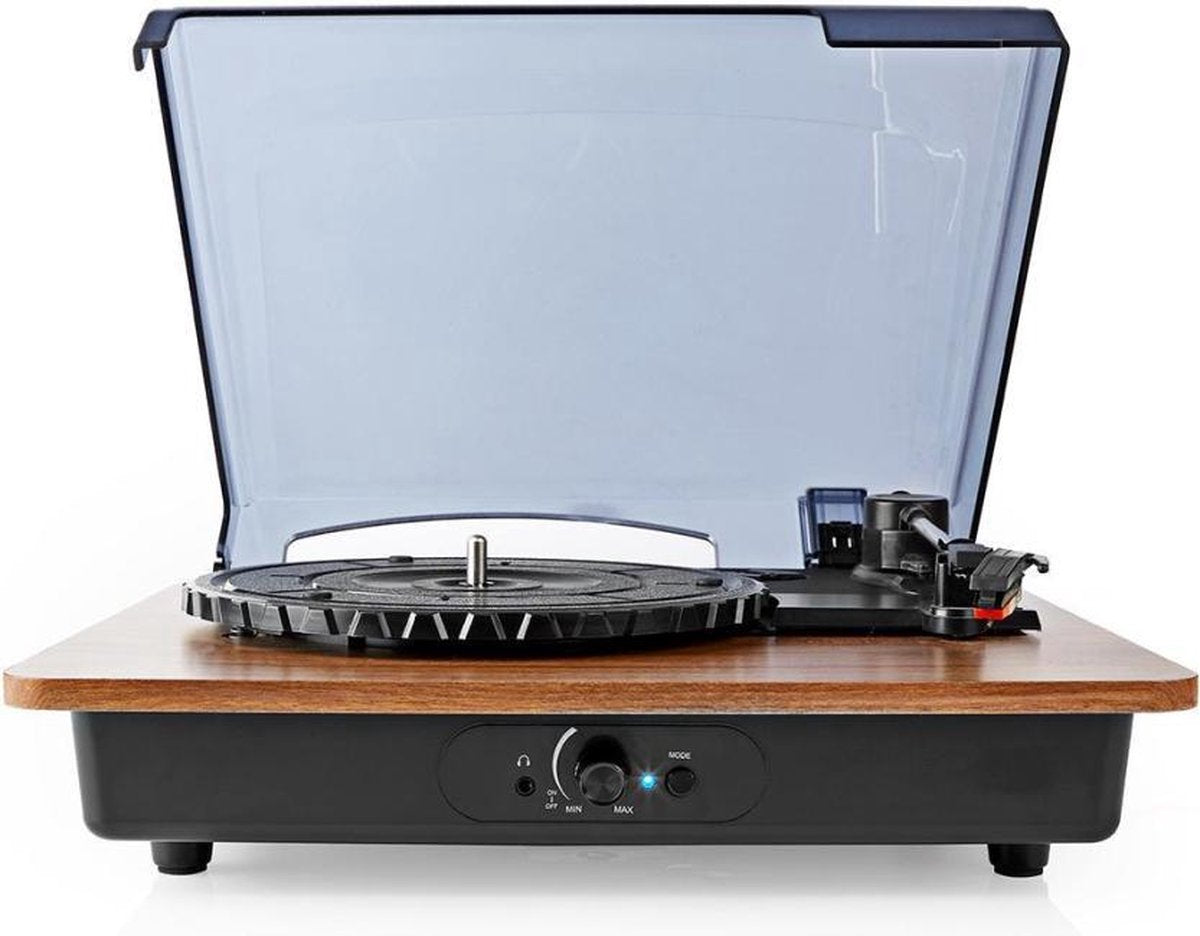Platenspeler | 33 rpm / 45 rpm / 78 rpm | Riemaandrijving | 1x Stereo RCA | Bluetooth® | 9 W | Ingebouwde (voor) versterker | ABS / MDF | Bruin / Zwart