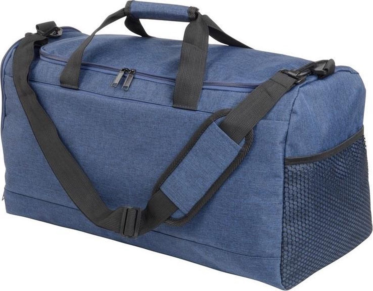 Blauwe sporttas/weekendtas met schoenenvak 54 cm - 40 liter - Fitness/sporttassen - Weekendtassen/reistassen