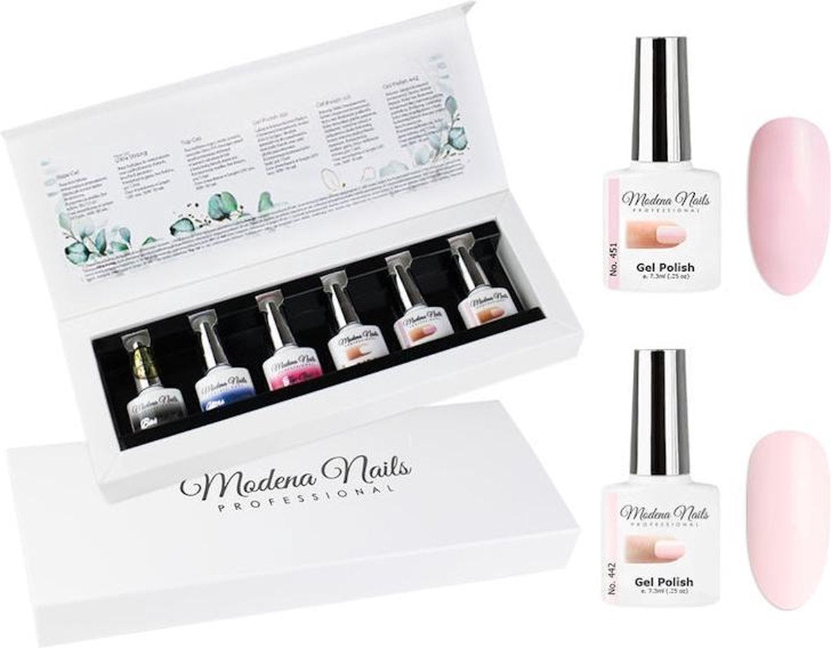 Modena Nails UV/LED Gellak Set 6 Kleuren – French Manicure