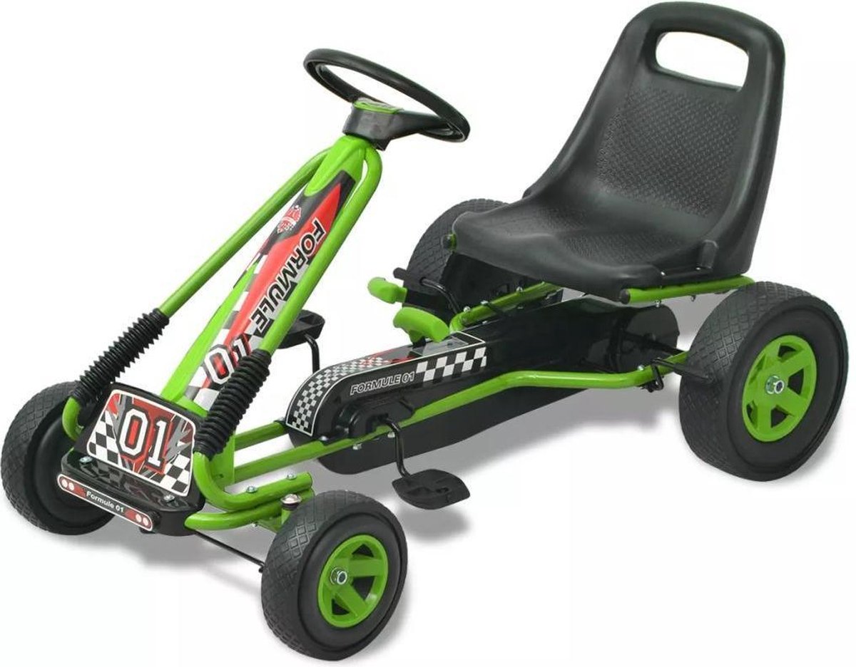 Skelter Kart Groen 3 4 5 jaar met verstelbare leuning - Trapauto - Kart auto voor kinderen
