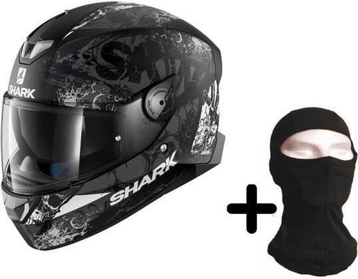 Shark Skwal 2 2019 Nuk'Hem KAW Zwart Antraciet Wit Integraalhelm - Motorhelm -  Maat L