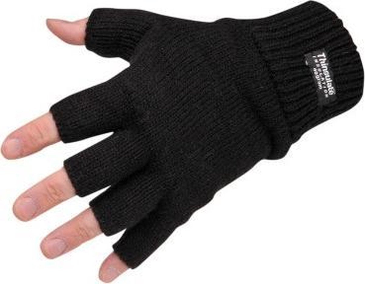 Vingerloze Handschoenen Unisex - Zwart - Maat L