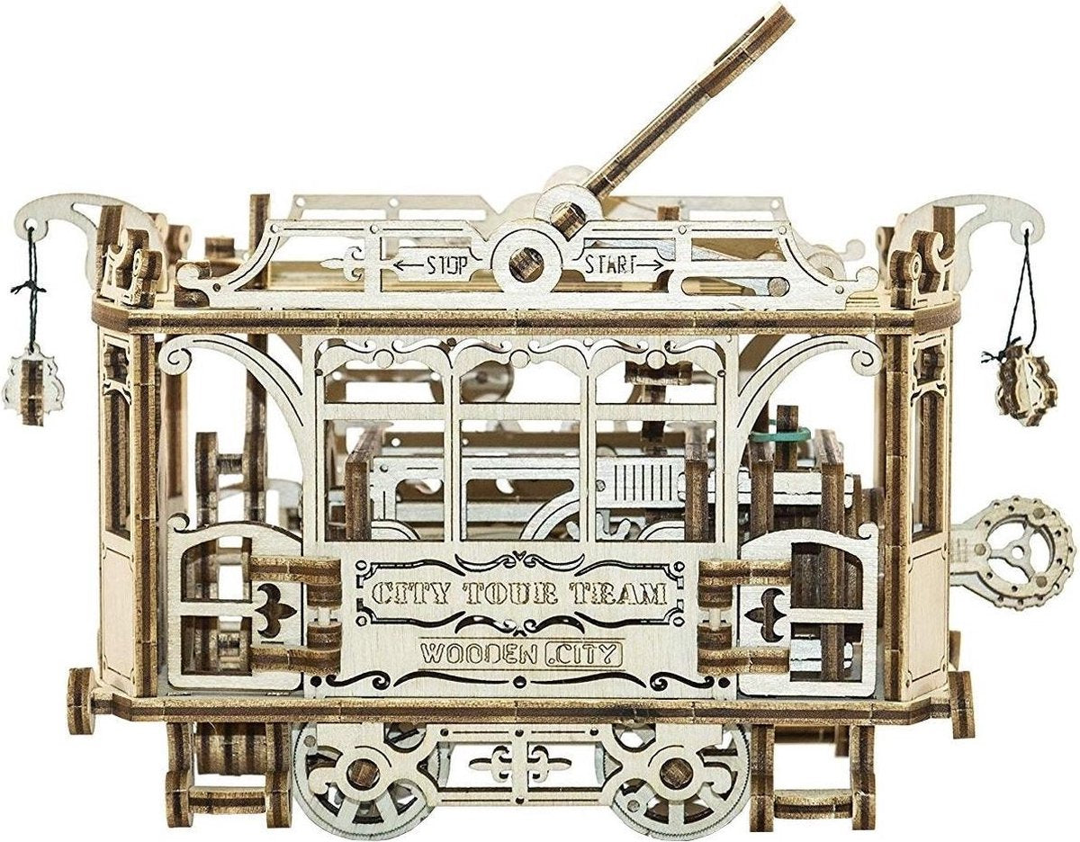 Wooden City Stadstram met rails - Houten Modelbouw
