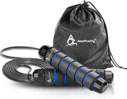 Aesthetify Sport Springtouw - Beginners & Professioneel - Touwtje Springen - voor Binnen en Buiten - Thuis Fitness - Blauw