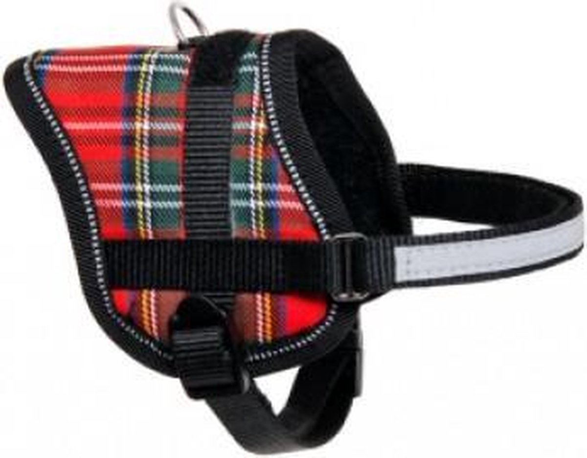 Teeny weeny mini rood geruit hondentuig 31-40cm