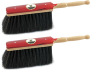 2x stuks rood gelakte zachte stoffers/handvegers met zwart paardenhaar