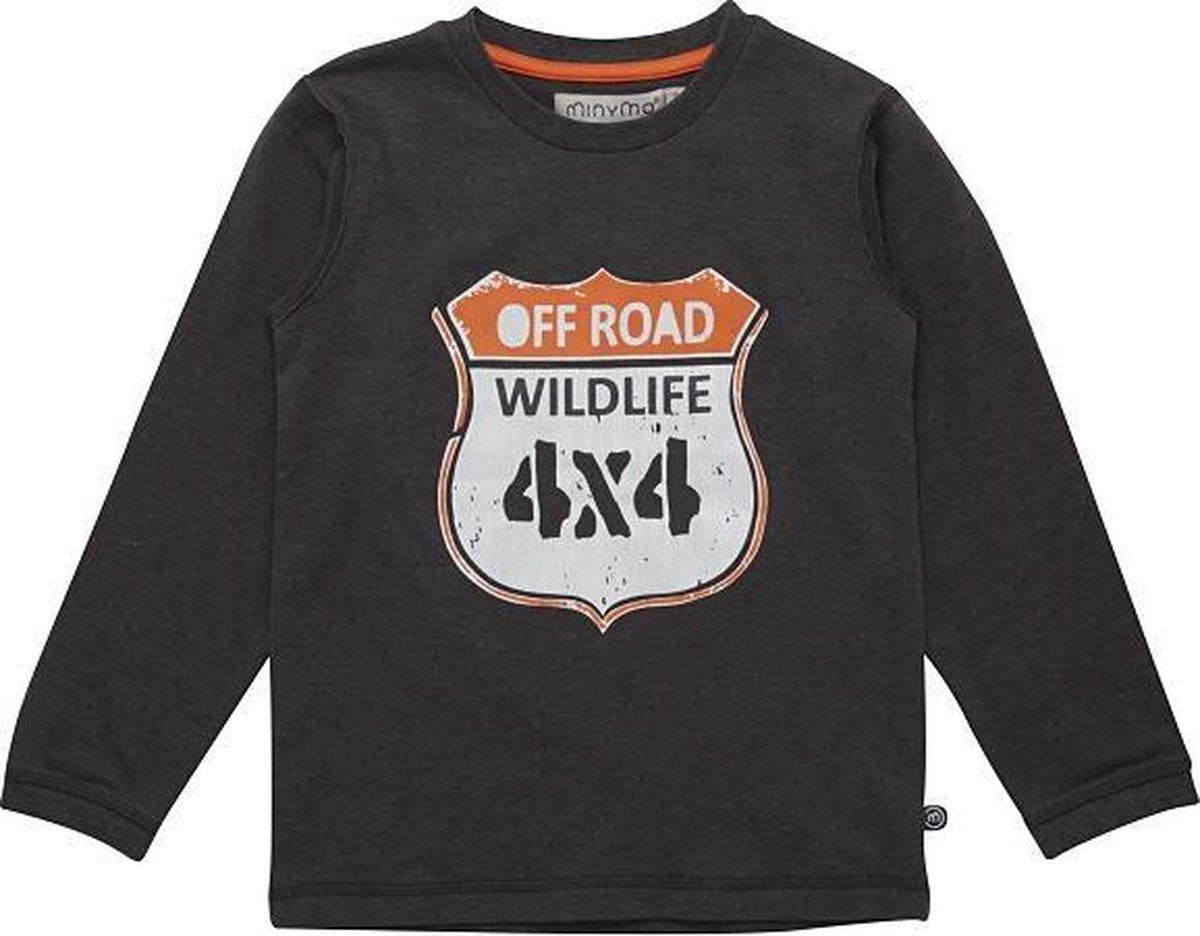 Minymo -  jongens shirt - lange mouwen - grijs - Maat 104