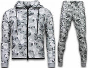 ENOS Exclusive Windrunner Camo Trainingspakken - Camouflage Joggingpak - Wit - Maat: S