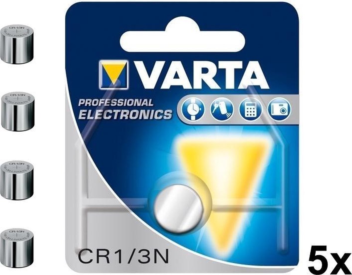 5 Stuks - Varta Professional Electronics CR 1/3 N 6131 170mAh 3V knoopcelbatterij