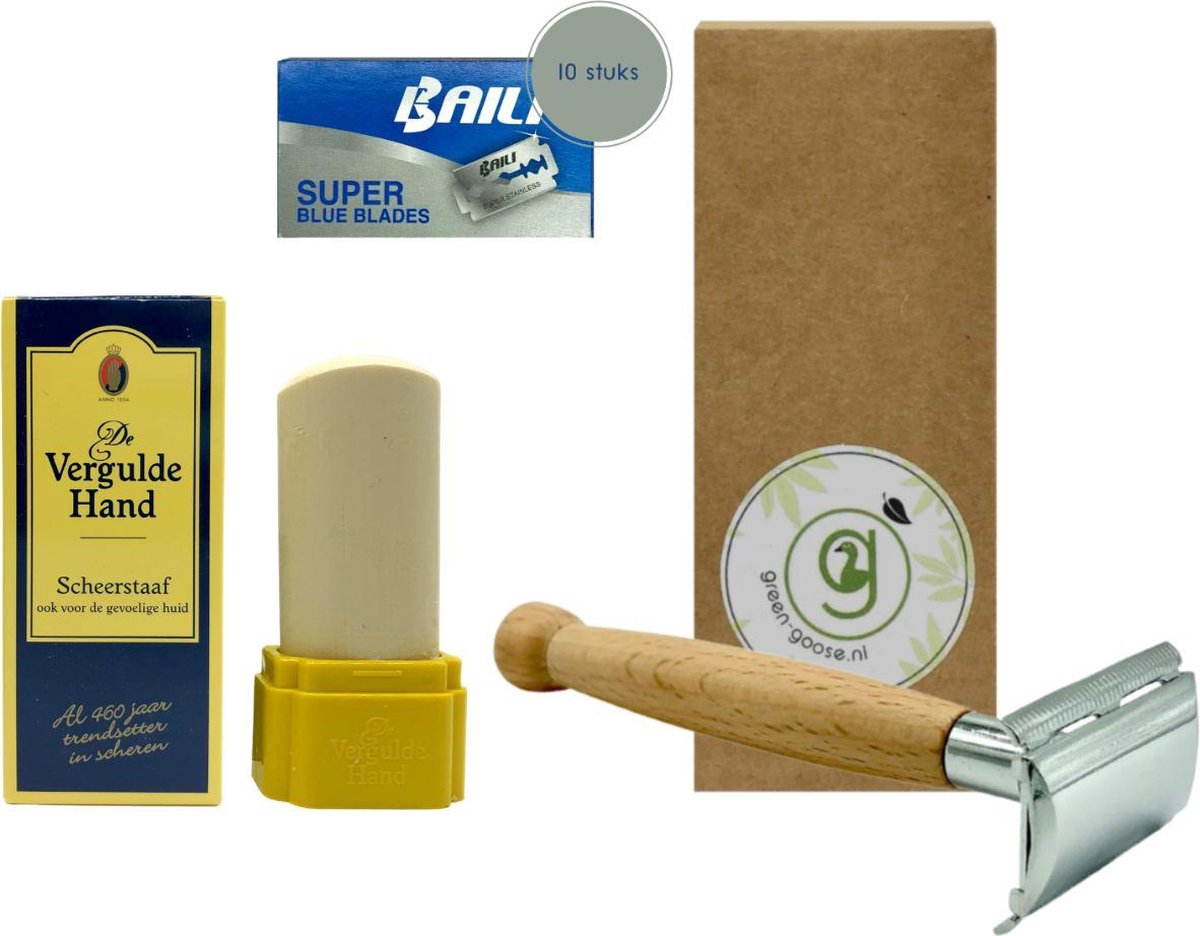 green-goose® Bamboe Scheermes | 10 Platinum Scheermesjes | Scheerstaaf | Duurzaam | Milieuvriendelijk | Kosten Besparend