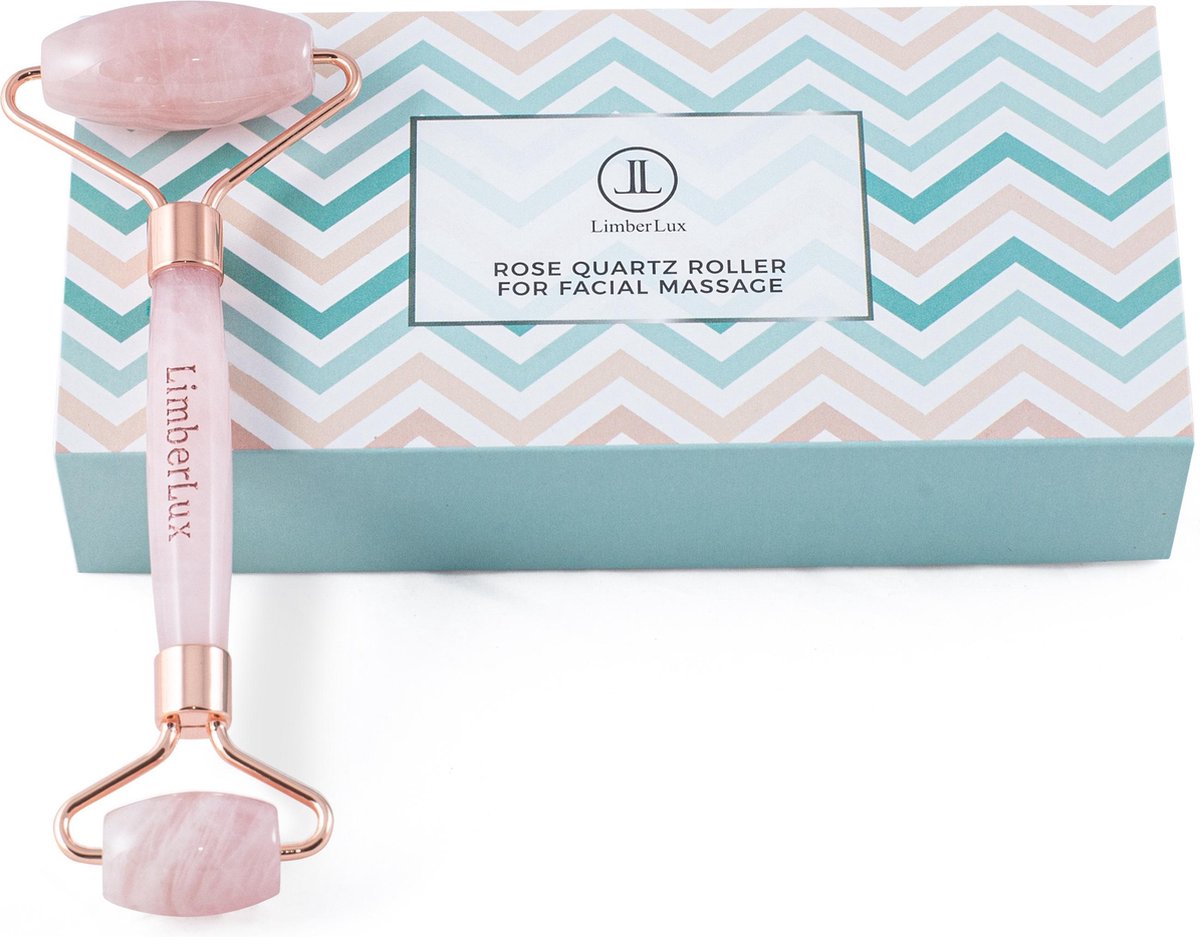 LimberLux Rose Quartz Roller - inclusief draagzakje - Gezichtsroller - Gezichtsmassage Face Roller - Jade Roller