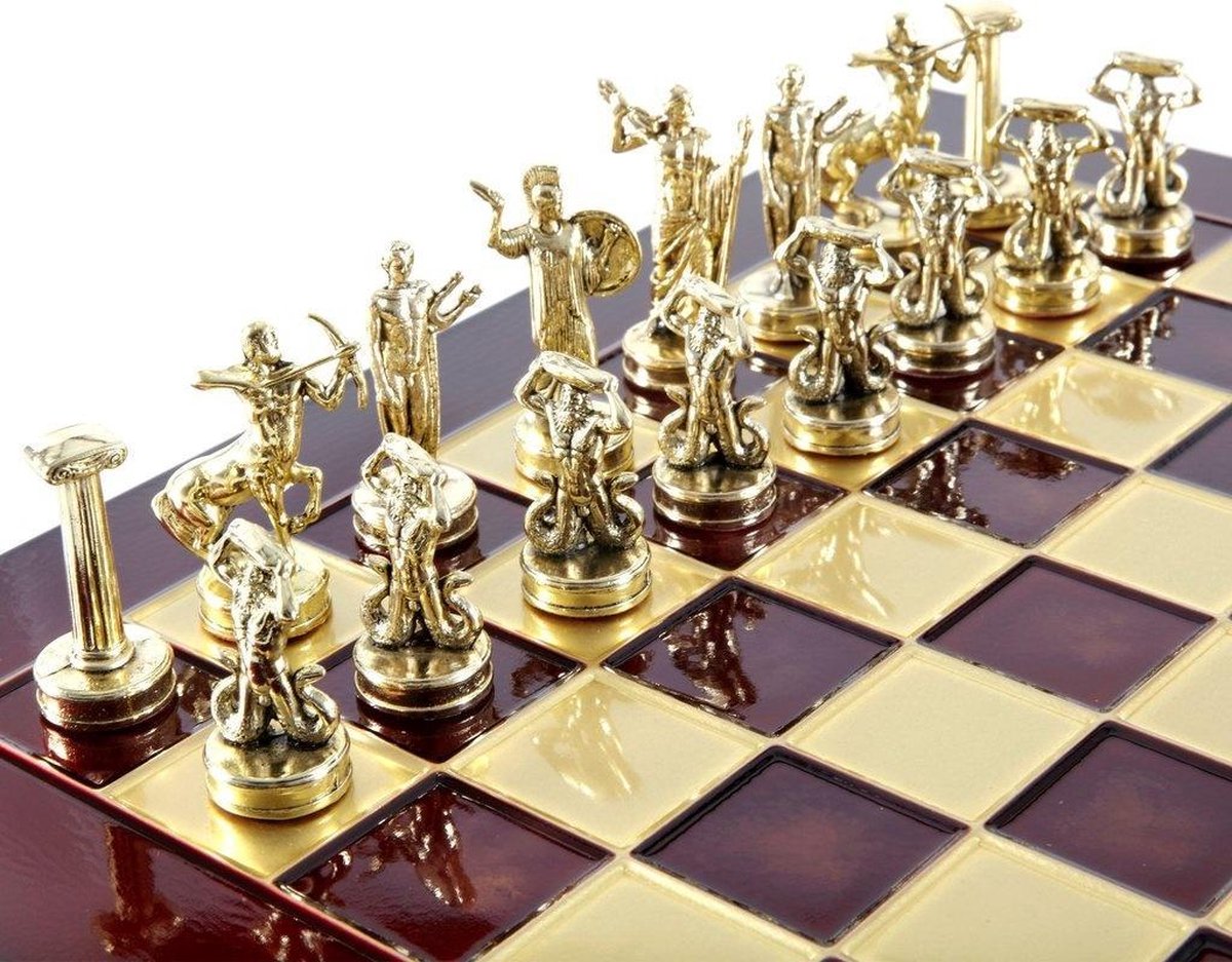 Slag der Giganten Schaakspel - Goud-Zilver 36x36cm  Top Kwaliteit