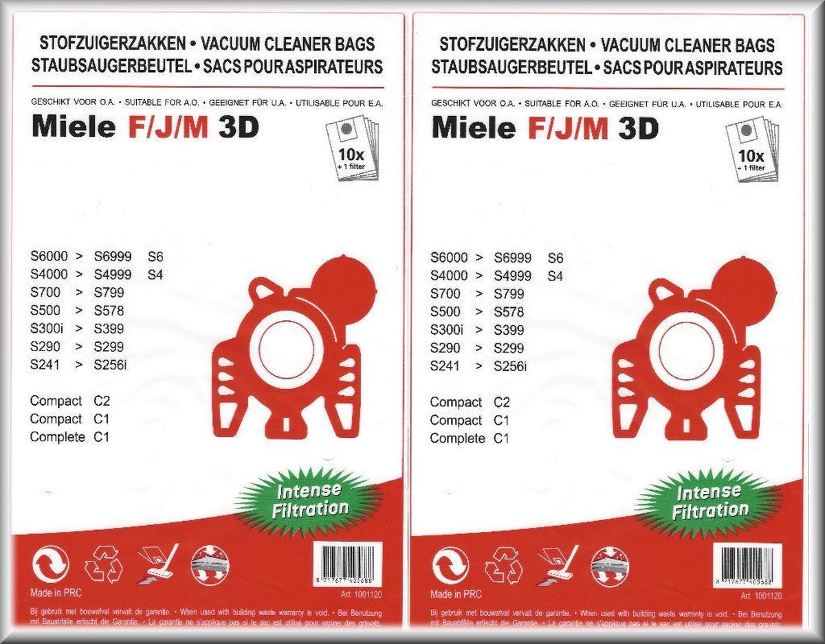 Koop 20x Universele stofzuigerzakken Miele F/J/M + 2 filters inclusief