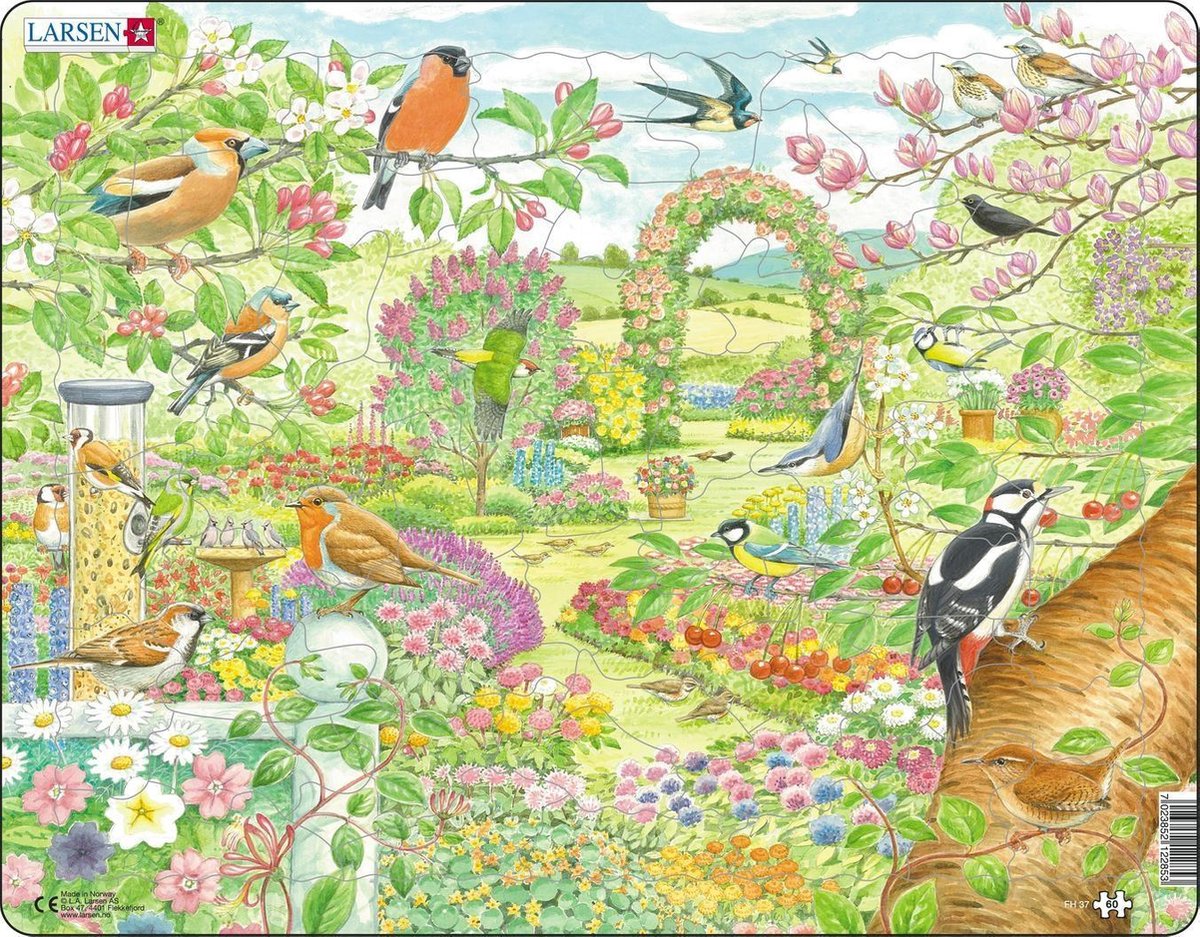 Puzzel Maxi Dieren - Tuinvogels en Bloemen - 60 stukjes