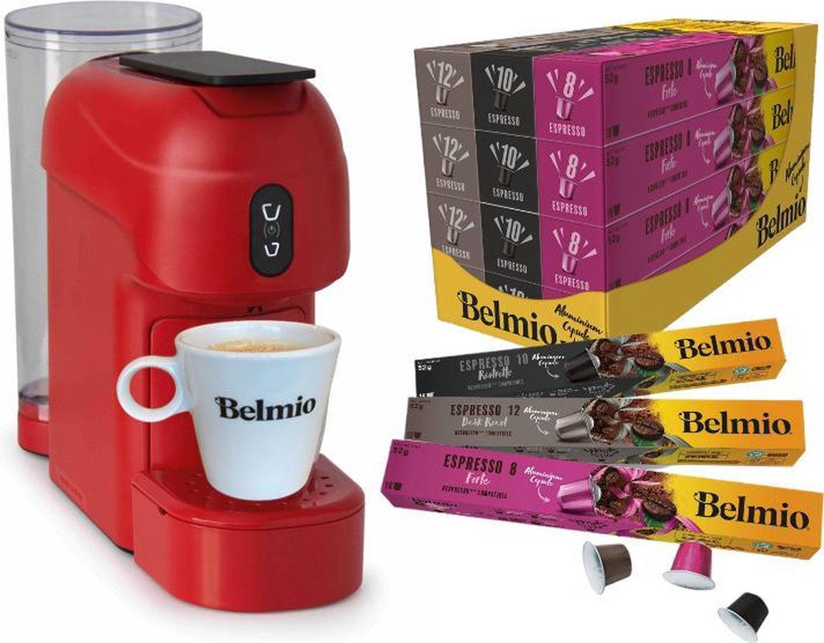 ACTIE - Belmio Espresso Voordeel Pakket - Rood - Machine + 120 Capsules