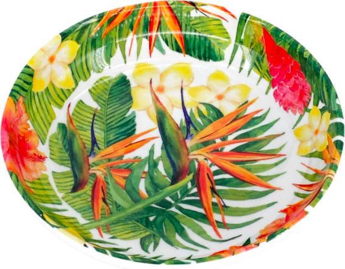 Assiette creuse fleurs exotiques