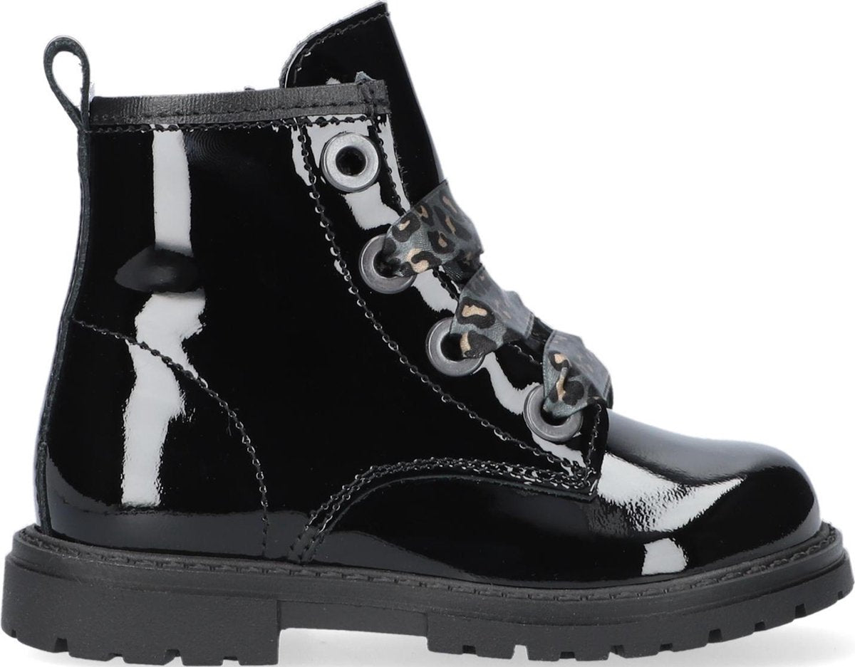 Pinocchio P1037 Veterboots - Laarzen Met Veters - Meisjes - Zwart - Maat 24