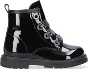 Pinocchio P1037 Veterboots - Laarzen Met Veters - Meisjes - Zwart - Maat 24