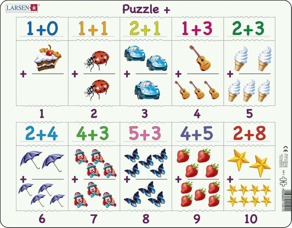 Puzzel Maxi Leren Rekenen - Optellen tot 10 met afbeeldingen - 20 stukjes