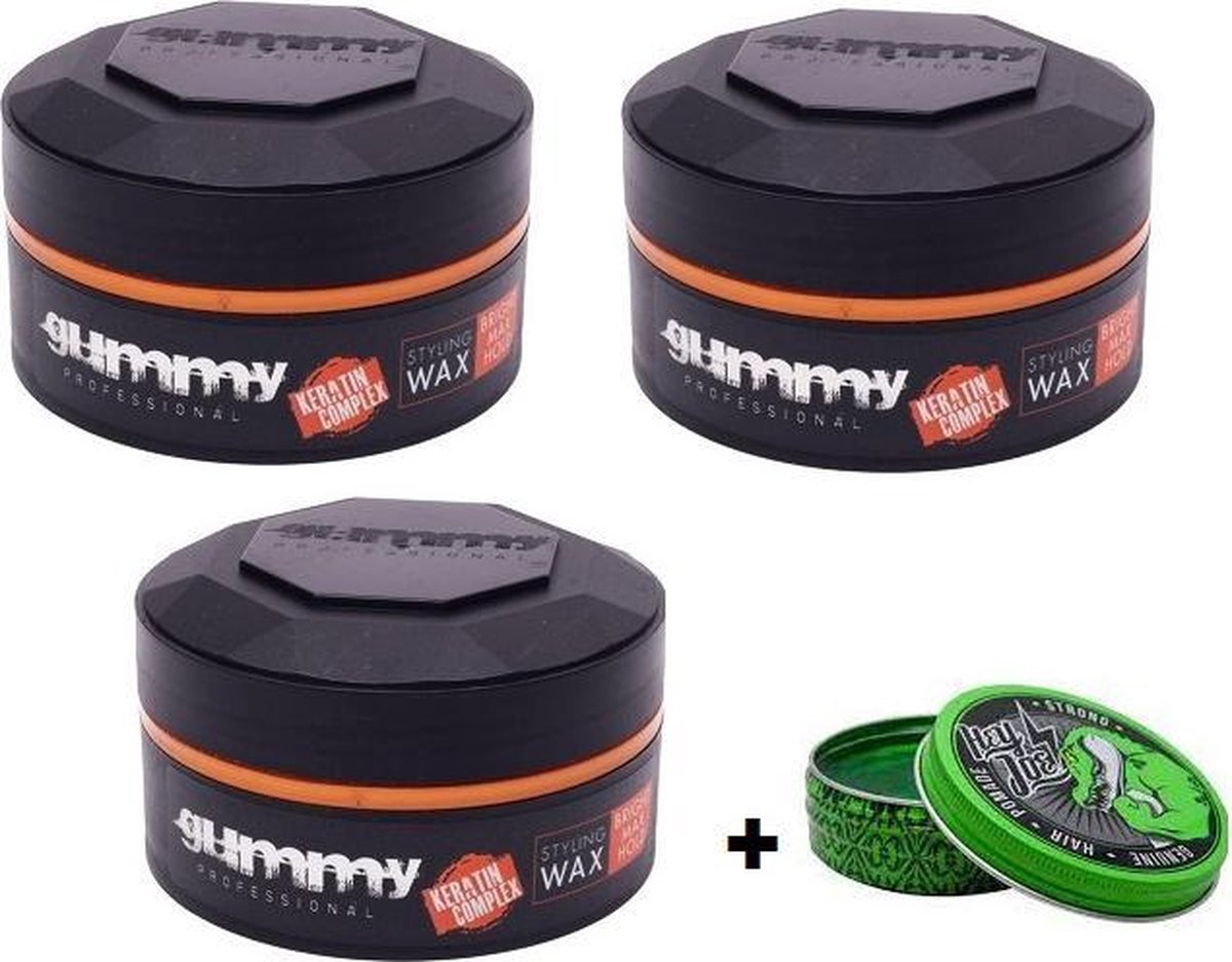 Gummy Wax Bright Finish 150ml 3-pack + Free Mini HeyJoe! Pomade