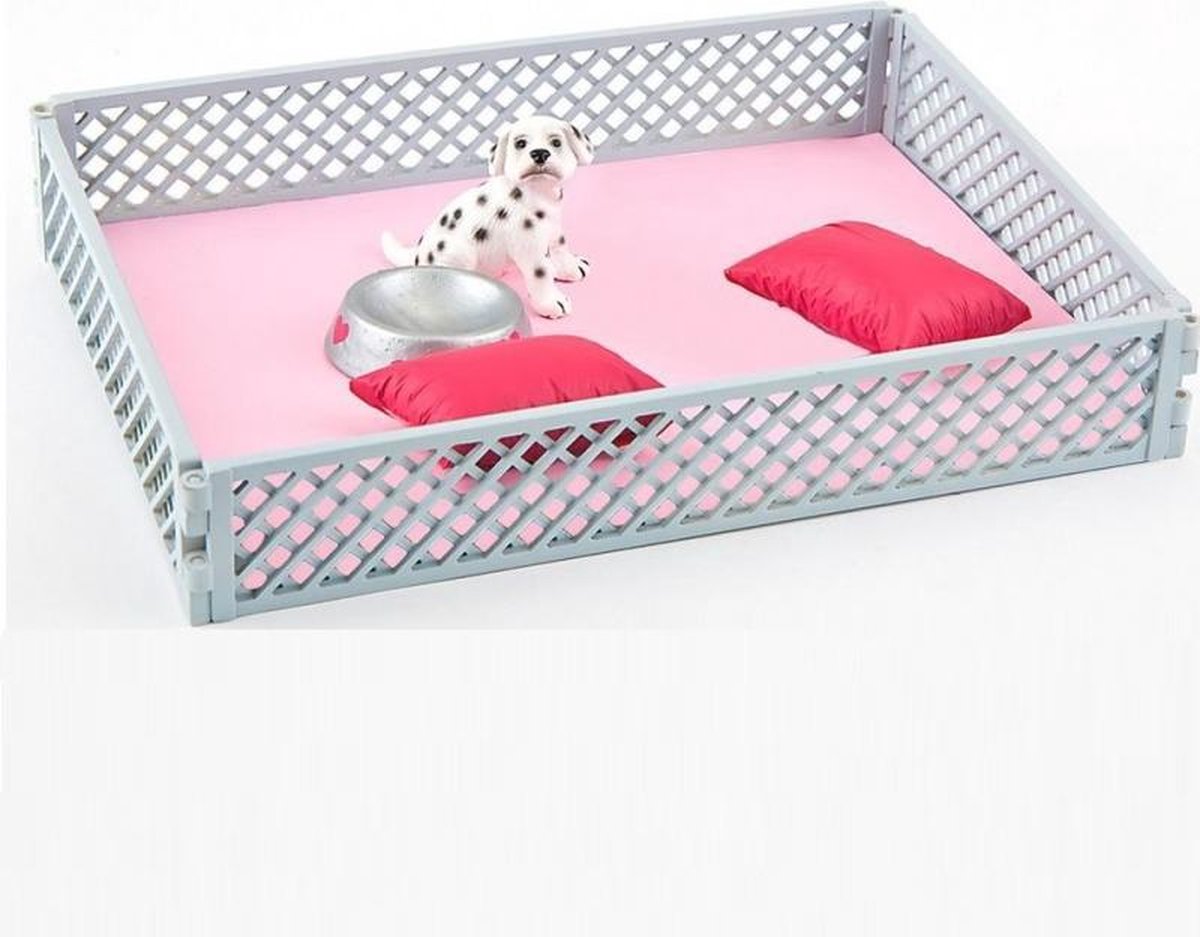 Bullyland puppy figuurtje hond met hondenmand