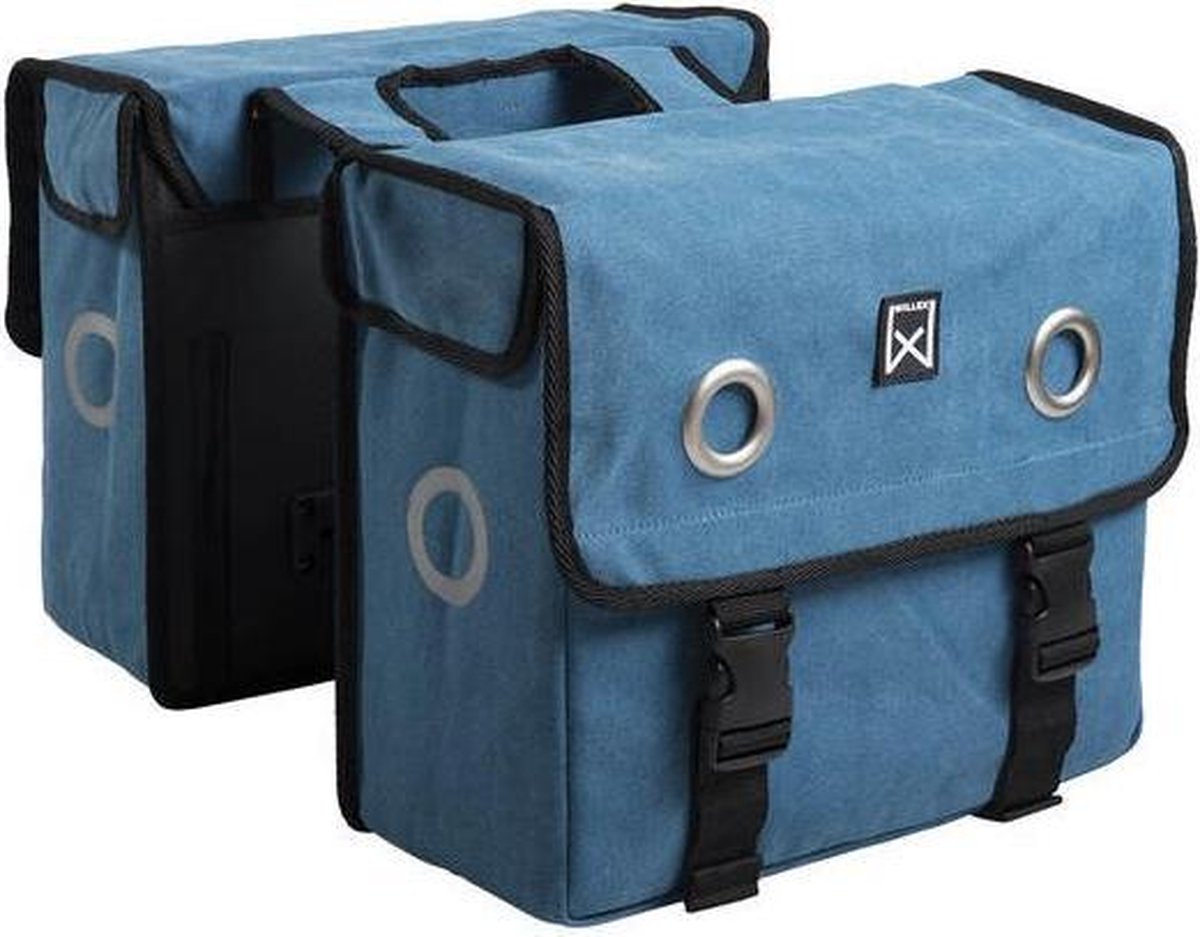 Willex canvas Dubbele Fietstas - 30 liter - Blauw
