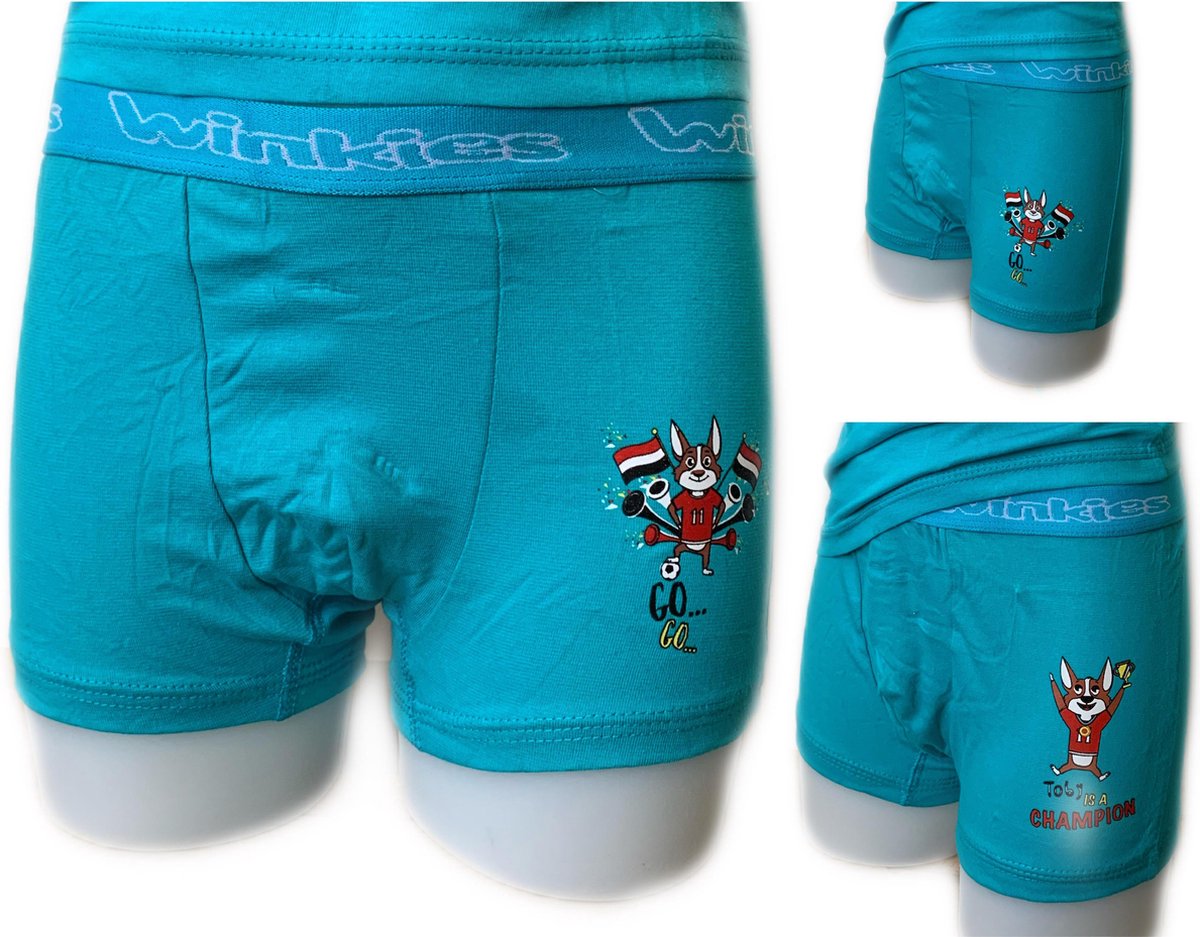 Embrator 2-stuks Jongens Boxershorts met opdruk turquoise 140/146