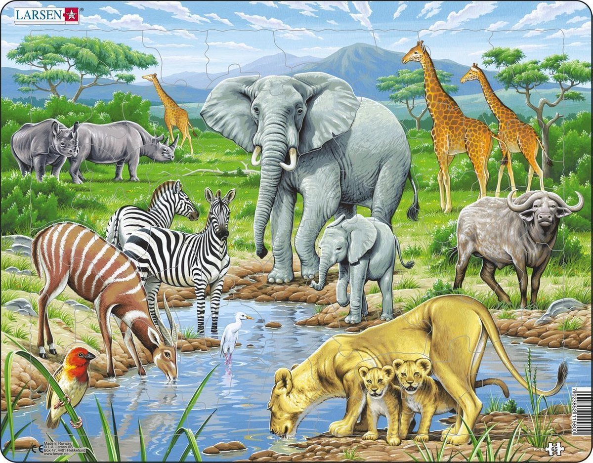 Puzzel Maxi Dieren - Afrikaanse Savanne - 65 stukjes