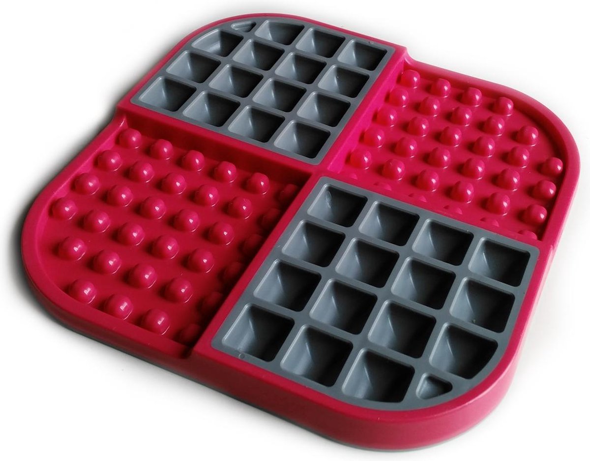 Lickimat Slomo - slowfeeder voor kat en kleine hond - tegen schrokken - rood