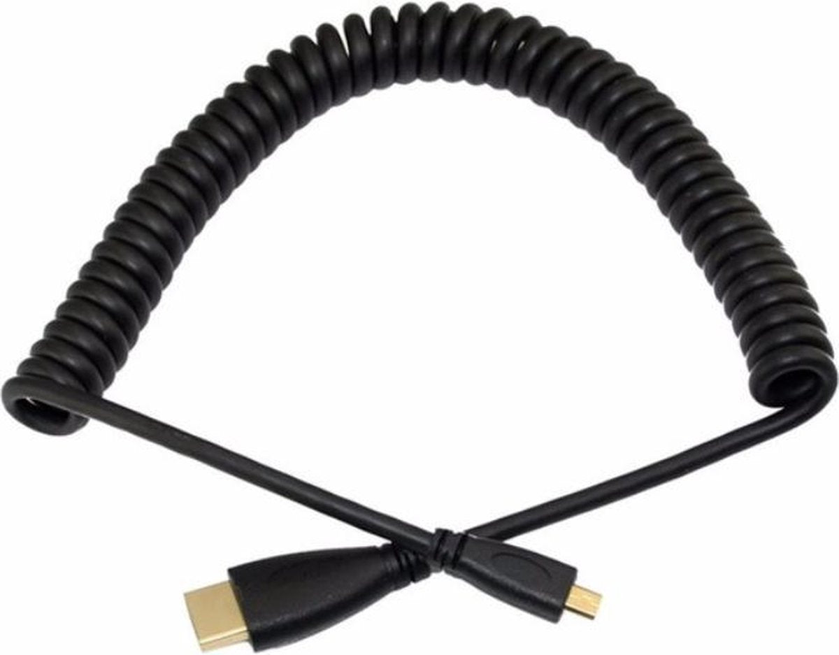 Coretek Micro HDMI - HDMI spiraalkabel - versie 1.4 (4K 30Hz) - 2 meter