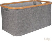 Gadgy Wasmand Opvouwbaar - 35 Liter - Wasbox van stof met bamboe - Rechthoek - Geschikt als opbergdoos voor speelgoed of dekens