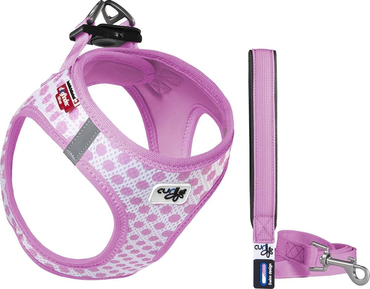 Curli Hondentuigje Harness Cirkels 26-30 Cm Mesh/nylon Roze