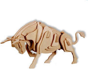 3D Puzzel Bouwpakket Stier-  hout